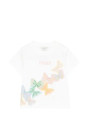 Jersey T-shirt with multicolor print FENDI KIDS | BFI1827AJF0TU9